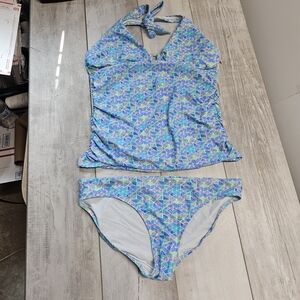 Helen Jon Halter Bikini Set XL Lightly Padded Geometric Boho Beach Abstract